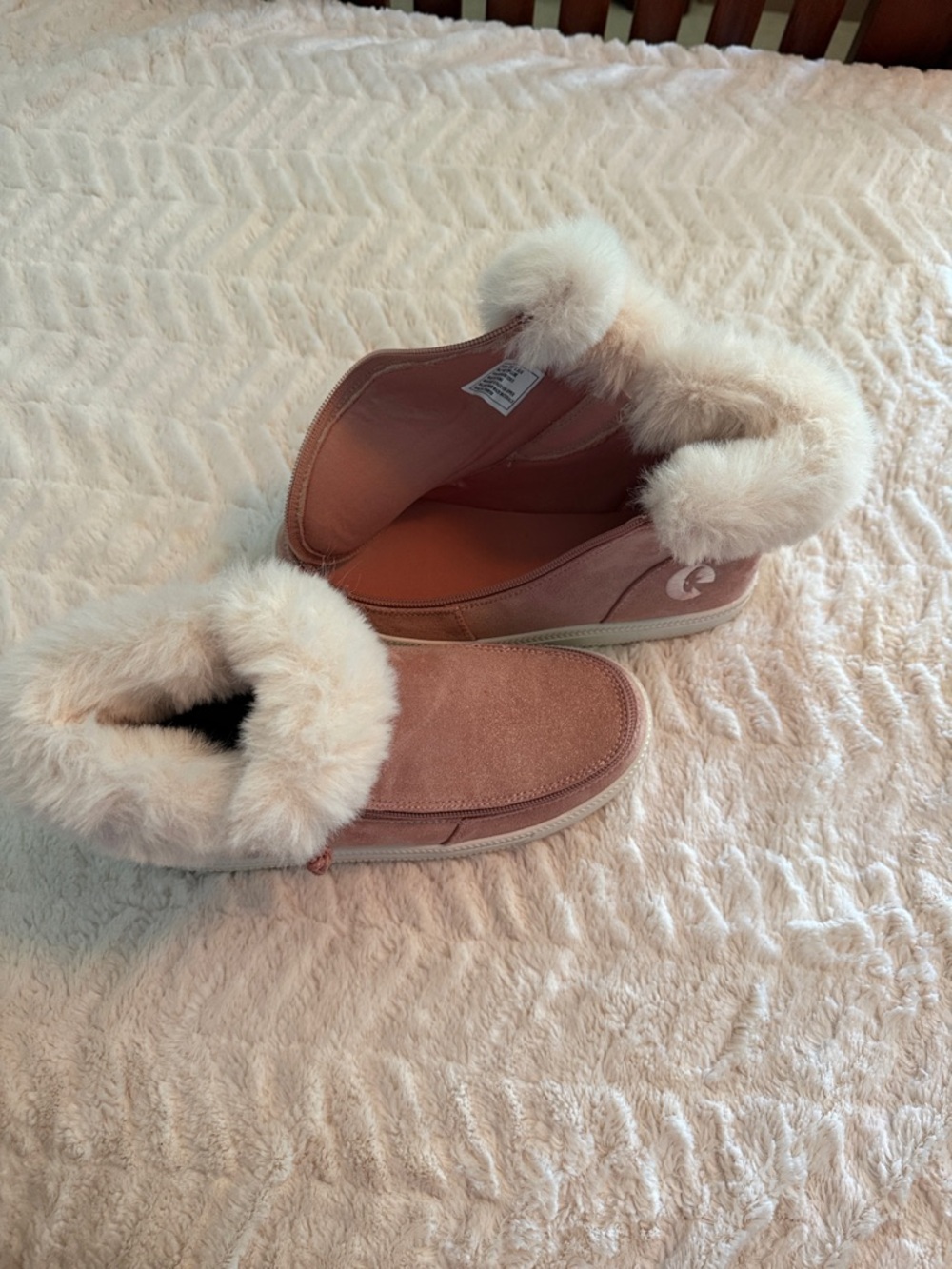 Kids Faux-Fur Trim Billy Footwear Adaptive Boots in Blush Pink